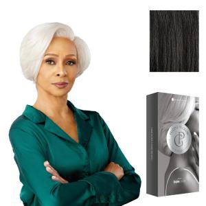 Sensationnel Platinum Glow 13X6 Wig – Catherine Lacefrontal Glueless human hair blend Preplucked Hairline (1 JETBLACK)(SHIMMERINGPEARL)