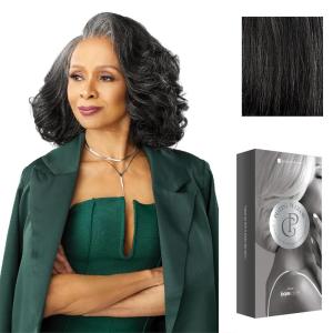Sensationnel Platinum Glow 13X6 Wigs – Josephine Lacefrontal Glueless human hair blend Preplucked Hairline (1 JETBLACK)(SHIMMERINGPEARL)
