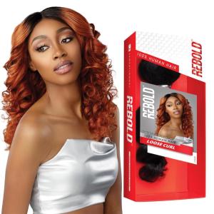 Sensationnel Rebold curly weave – loose curl human hair smooth, sleek soft texture hair for weaving and sew in styles – 1 pack (10 inch, 1 JETBLACK)(T1B/27)