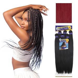 Sensationnel Ruwa Prestretched Braiding Hair – 6x 48 Inch Water Repellent Kanekalon Fast Dry Synthetic Sports Itch Free (1 JETBLACK)(BG BURGUNDY)
