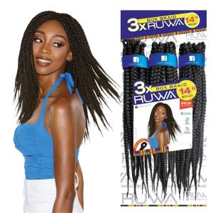 Sensationnel Ruwa pre looped braidinghair – 3x box braid water repellent kanekalon fast dry synthetic sports itch free – 1 pack (14 Inch, 1 JETBLACK)(SM1B/350)