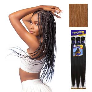 Sensationnel Ruwa prestretched braiding hair – 3x 48 inch water repellent kanekalon fast dry synthetic sports itch free (3 pack, 1 JETBLACK)(30 LIGHTAUBURN)