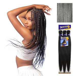 Sensationnel Ruwa prestretched braiding hair – 3x 48 inch water repellent kanekalon fast dry synthetic sports itch free (3 pack, 1 JETBLACK)(M51)