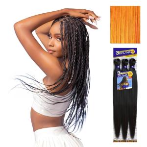 Sensationnel Ruwa prestretched braiding hair – 3x 48 inch water repellent kanekalon fast dry synthetic sports itch free (3 pack, 1 JETBLACK)(NORANGE)