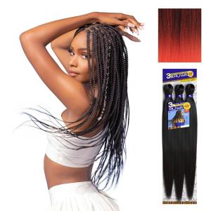 Sensationnel Ruwa prestretched braiding hair – 3x 48 inch water repellent kanekalon fast dry synthetic sports itch free (3 pack, 1 JETBLACK)(SM1B/RED/FIRERED)