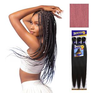 Sensationnel Ruwa prestretched braiding hair – 3x 48 inch water repellent kanekalon fast dry synthetic sports itch free (3 pack, 1 JETBLACK)(VINTAGEROSE)