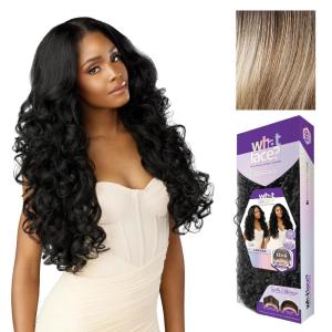 Sensationnel What Lace 13X6 Wig – Larissa Lacefrontal Hand Tied Glueless Synthetic with Natural Density Preplucked Hairline (1 JETBLACK)(BALAYAGEASHBLONDE)