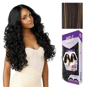 Sensationnel What Lace 13X6 Wig – Larissa Lacefrontal Hand Tied Glueless Synthetic with Natural Density Preplucked Hairline (1 JETBLACK)(BALAYAGEGOLD)