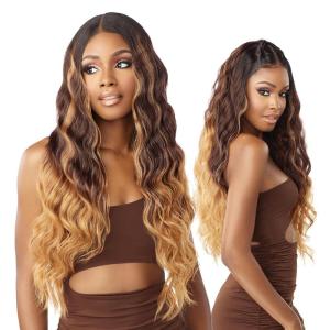 Sensationnel What Lace 13X6 Wigs – Raveena 28 Inch Human Hair Blend Lacefrontal Glueless Synthetic With Natural Density Preplucked Hairline (1 JETBLACK)(1B OFFBLACK)