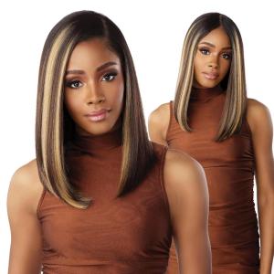 Sensationnel What Lace 13X6 Wigs – Shiyana 14 Inch Human Hair Blend Lacefrontal Glueless Synthetic With Natural Density Preplucked Hairline (1 JETBLACK)(DH/PLATINUM)