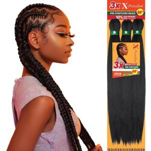 Sensationnel X-pression prestretched braiding hair – 3x braid 50 inch all kanekalon flame retardant synthetic braid for box braids and twists (1 pack, 1 JETBLACK)(2 DARKBROWN)