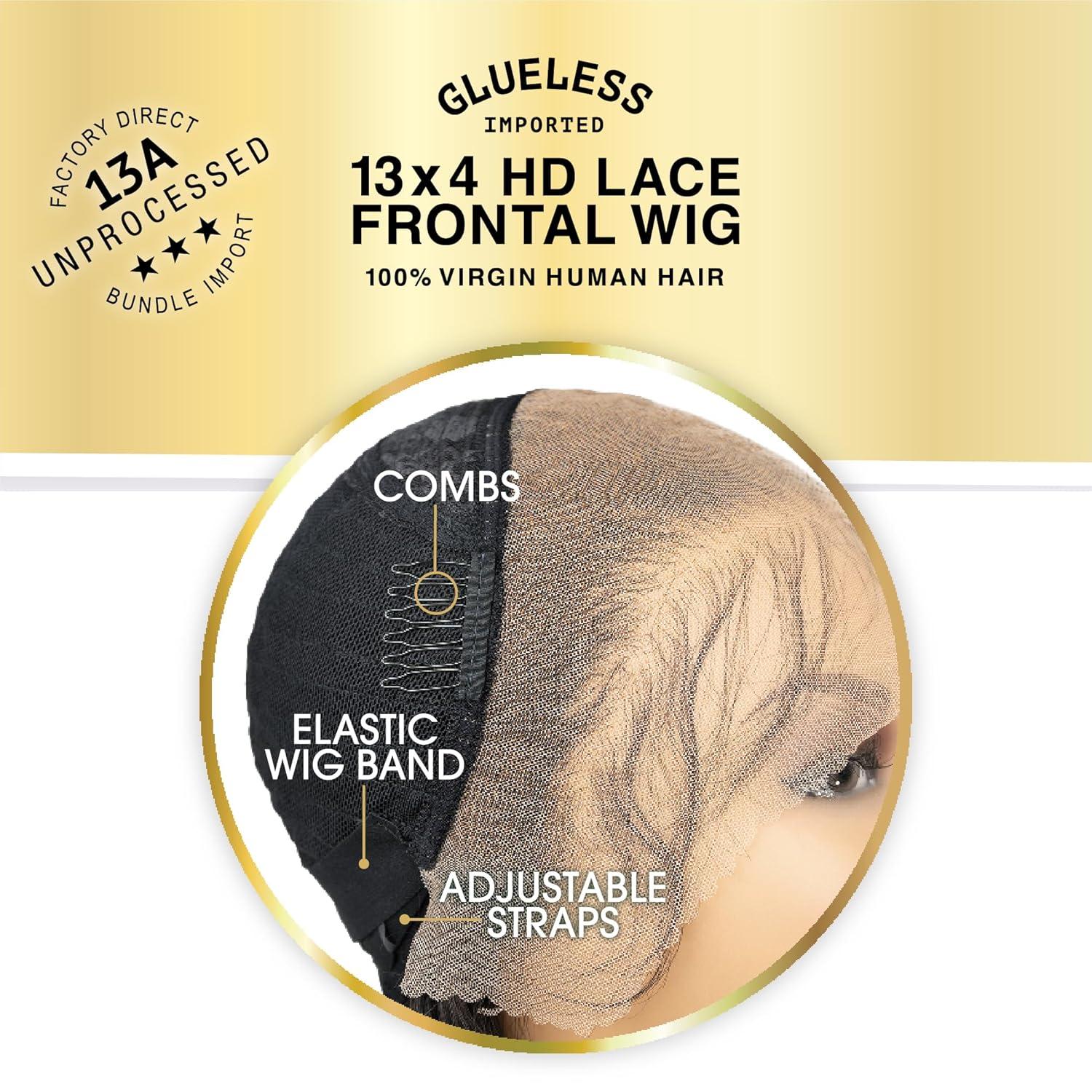 imageSensationnel 13A 13X4 Lace Frontalwigs Bohemian 20 Inch Human Hair 13A Unprocessed Glueless Straight Preplucked Hairline NATURALNATURALBLACK