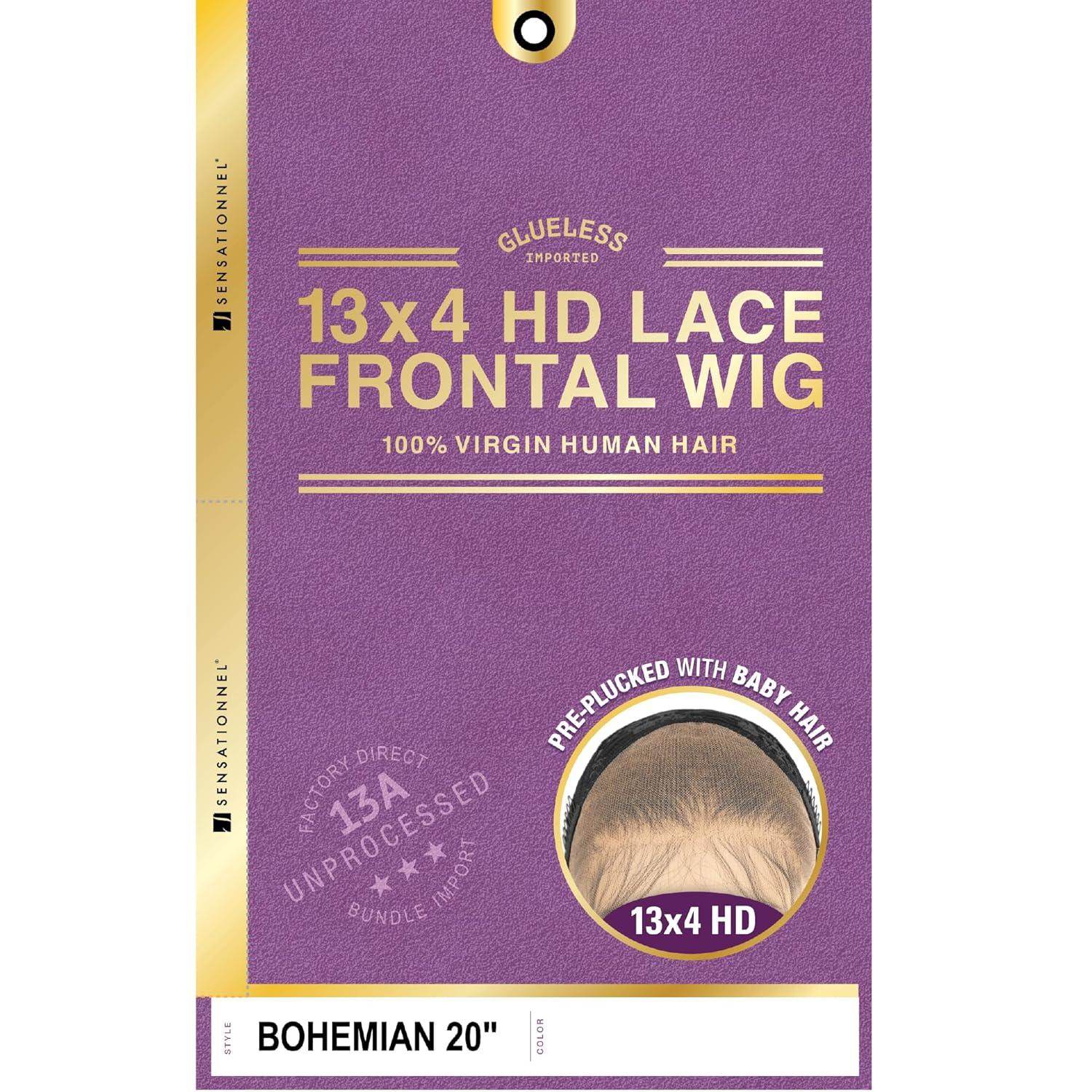 imageSensationnel 13A 13X4 Lace Frontalwigs Bohemian 20 Inch Human Hair 13A Unprocessed Glueless Straight Preplucked Hairline NATURALNATURALBLACK