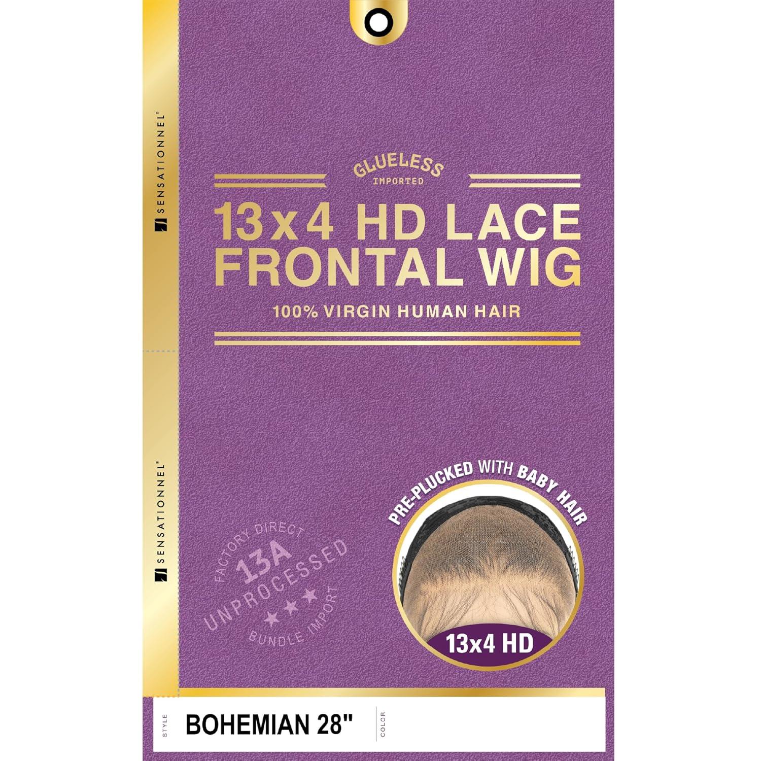 imageSensationnel 13A 13X4 Lace Frontalwigs Bohemian 28 Inch Human Hair 13A Unprocessed Glueless Straight Preplucked Hairline NATURALNATURALBLACK