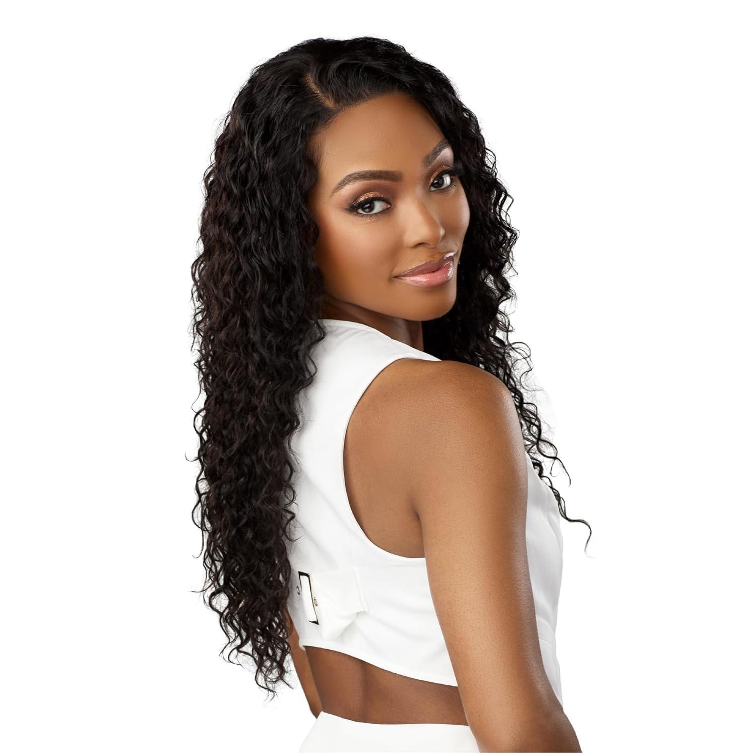 imageSensationnel 13A 13X4 Lace Frontalwigs Deep 24 Inch Human Hair 13A Unprocessed Glueless Straight Preplucked Hairline NATURALNATURALBLACK