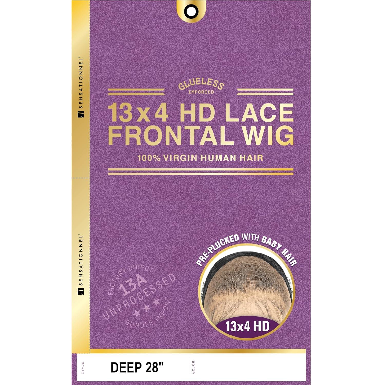 imageSensationnel 13A 13X4 Lace Frontalwigs Deep 28 Inch Human Hair 13A Unprocessed Glueless Straight Preplucked Hairline NATURALBLACKNATURALBLACK