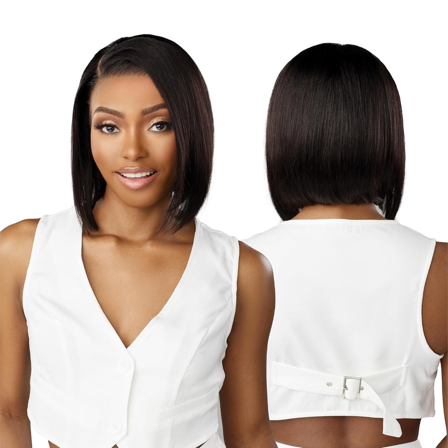 imageSensationnel 13A 13X4 Lace Frontalwigs Straight Bob 12 Inch Human Hair 13A Unprocessed Glueless Straight Preplucked Hairline NATURALNATURALBLACK