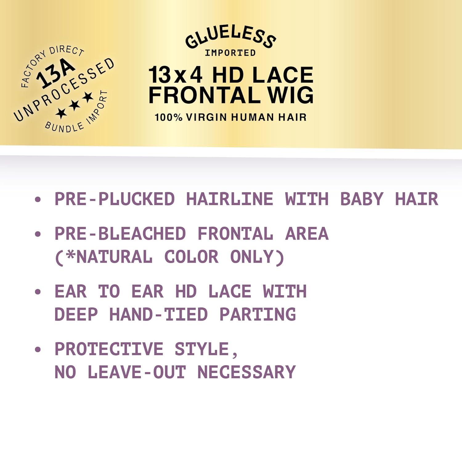 imageSensationnel 13A 13X4 Lace Frontalwigs Straight Human Hair 13A Unprocessed Glueless Straight Preplucked Hairline 20 inch NATURALNATURAL