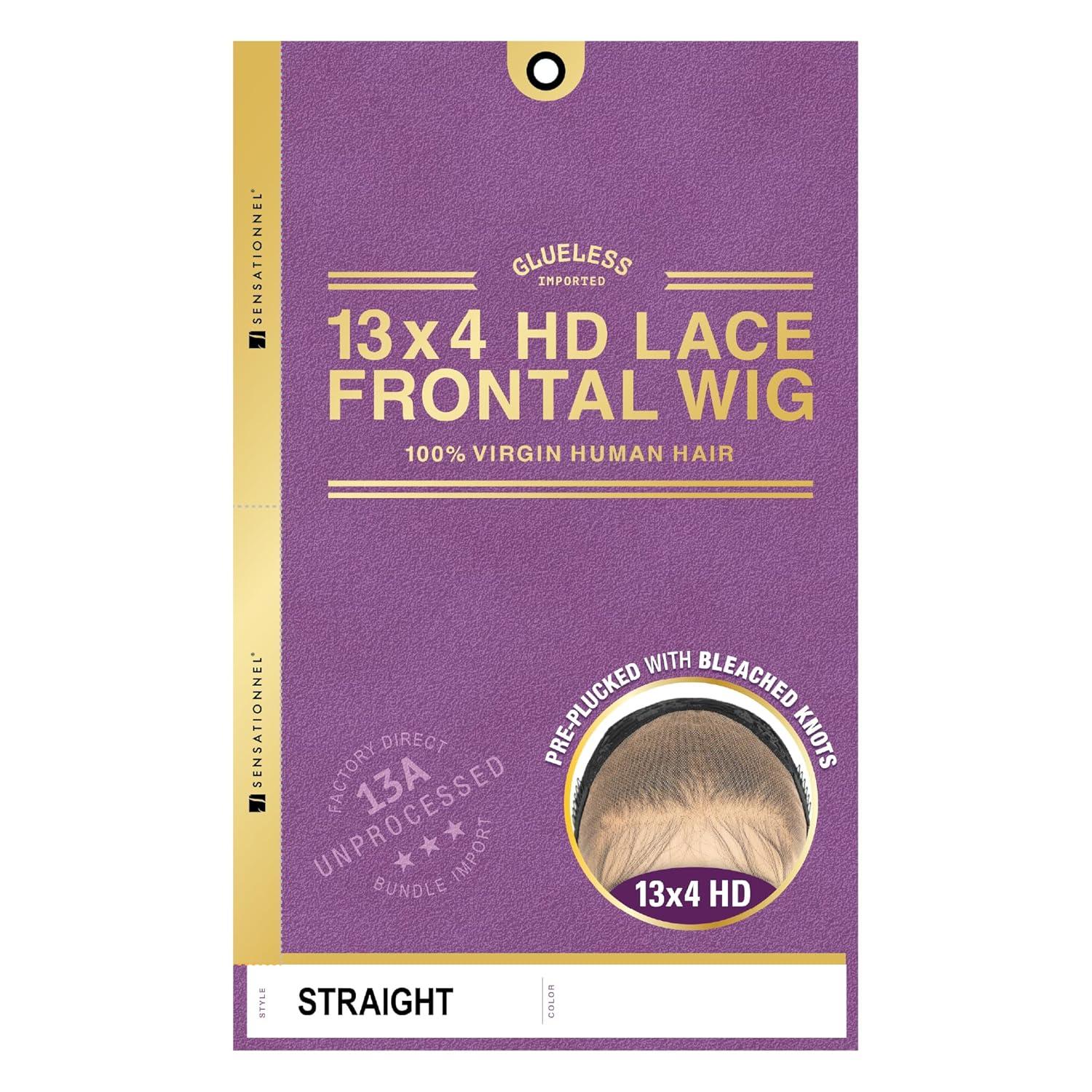 imageSensationnel 13A 13X4 Lace Frontalwigs Straight Human Hair 13A Unprocessed Glueless Straight Preplucked Hairline 20 inch NATURALNATURAL