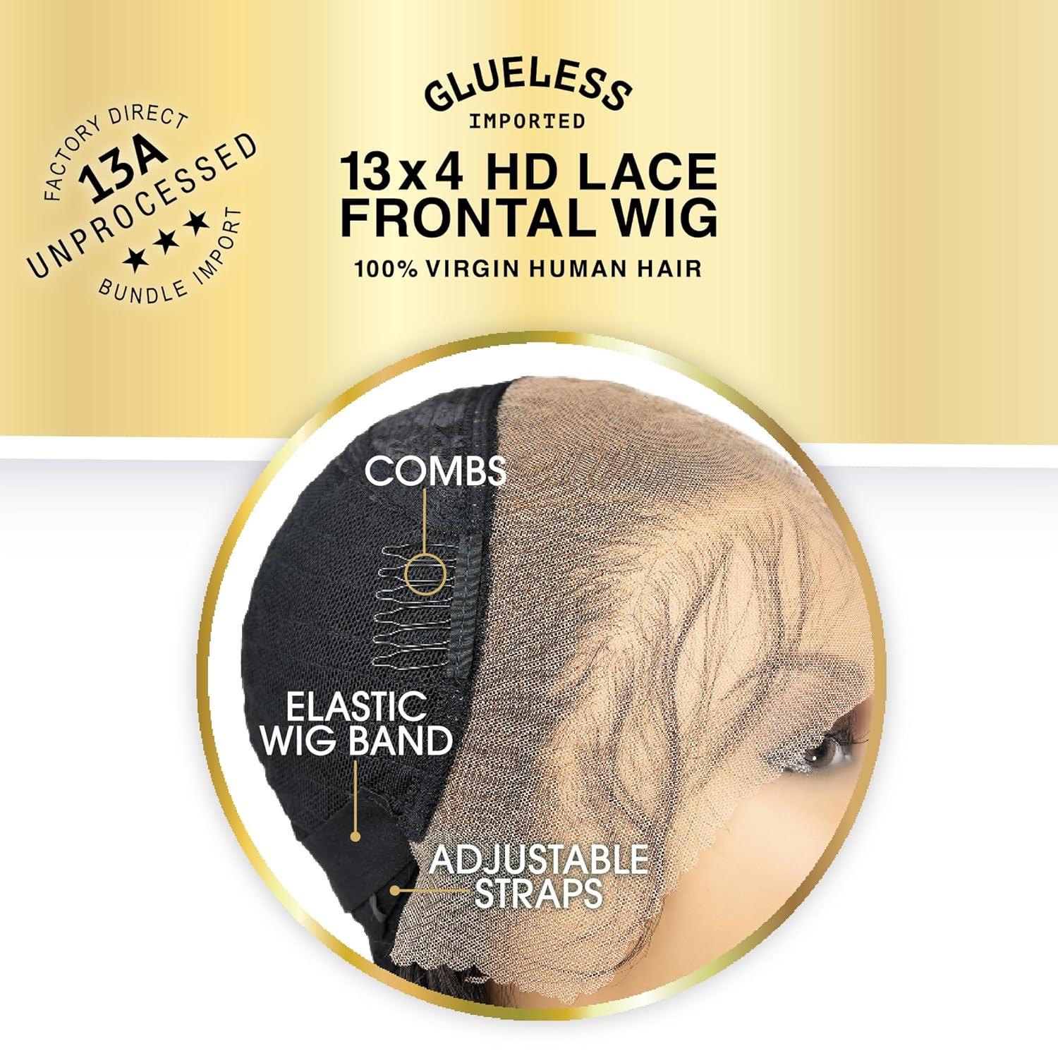 imageSensationnel 13A 13X4 Lace Frontalwigs Straight Human Hair 13A Unprocessed Glueless Straight Preplucked Hairline 20 inch NATURALNATURALBLACK
