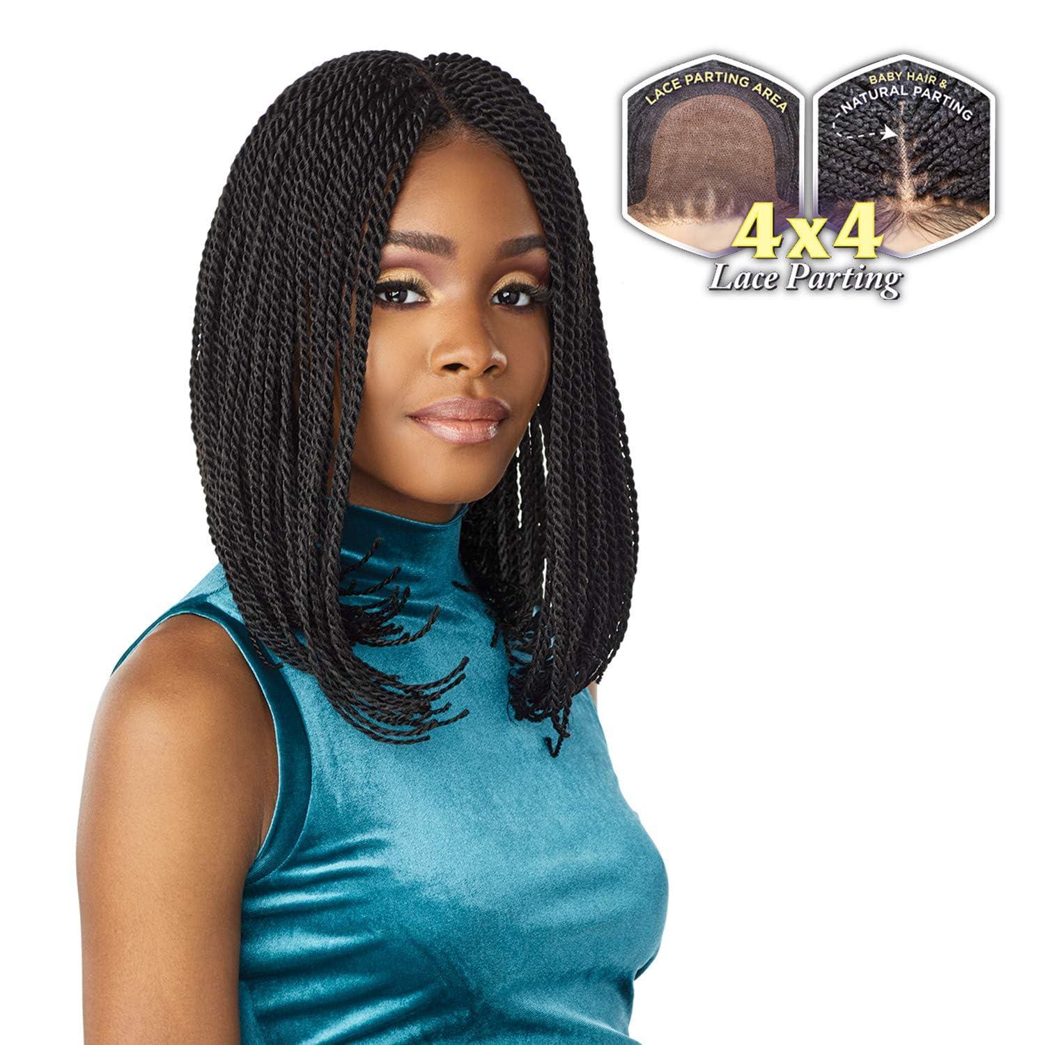 imageSensationnel Cloud9 4X4 Braided Wig Senegal Twist Bob Hand Tied Swiss Lace Braided Wig With Large Parting Area 1 JETBLACKSM1BBG