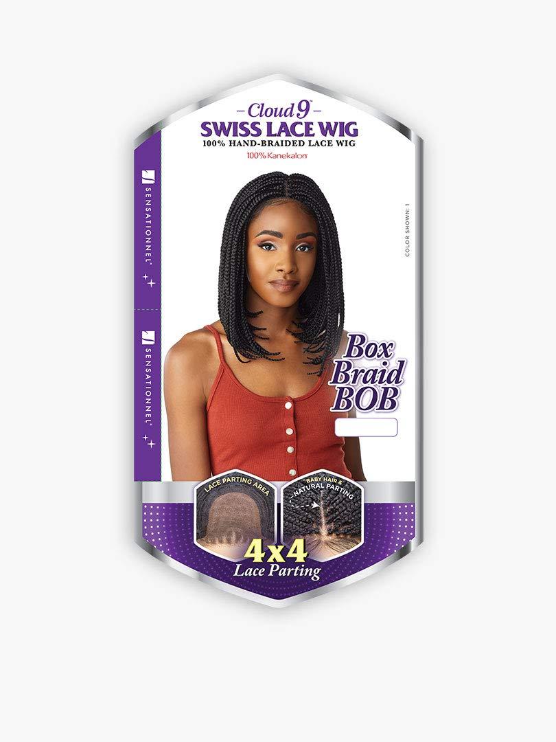 imageSensationnel Cloud9 4x4 Braided Wig Box Braid BOB Hand Tied Swiss Lace with Large Parting Area 1 JETBLACK1 JETBLACK