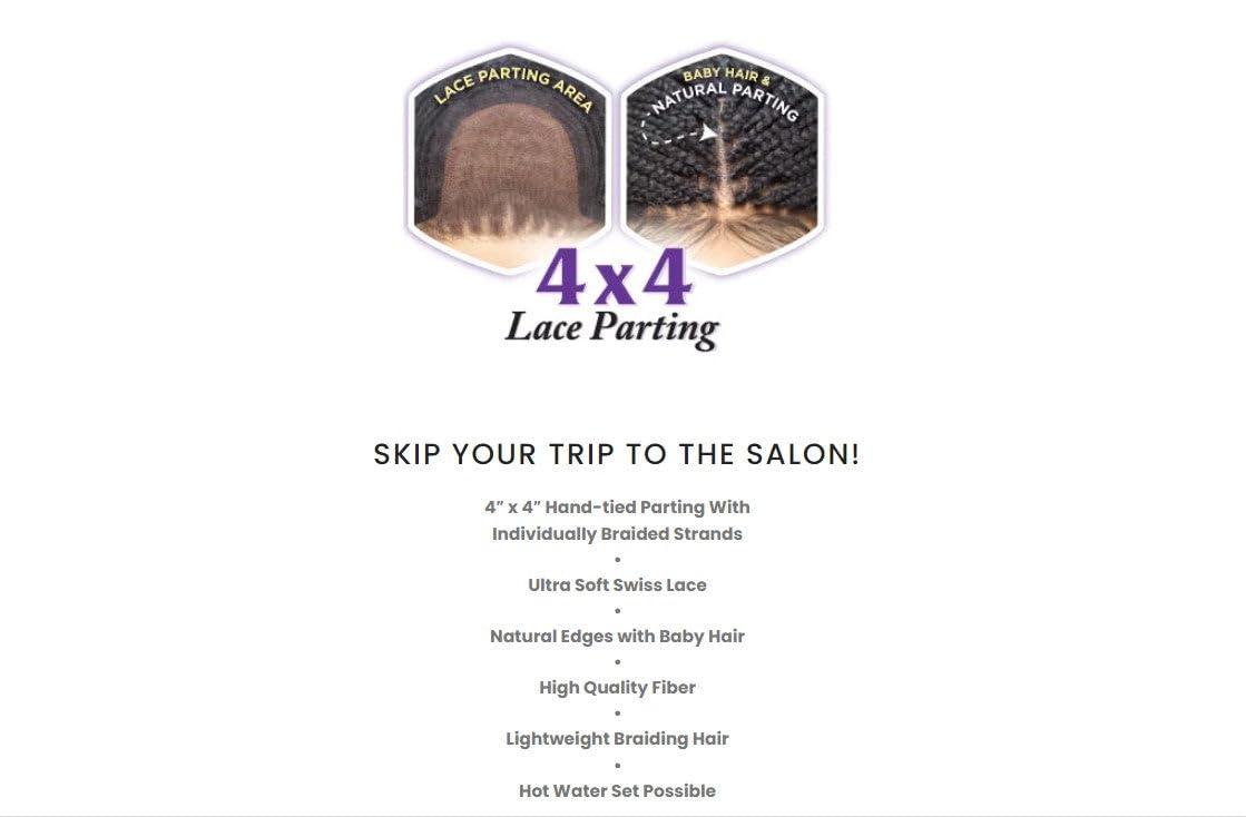 imageSensationnel Cloud9 4x4 Braided Wig Box Braid BOB Hand Tied Swiss Lace with Large Parting Area 1 JETBLACKSM1BBG