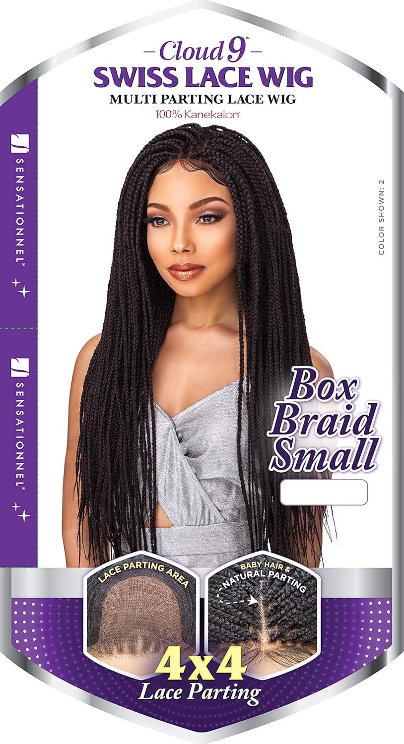 imageSensationnel Cloud9 4x4 Braided Wig Box Braid Small Hand Tied Swiss Multi Parting Lace 1 JETBLACK1B OFFBLACK
