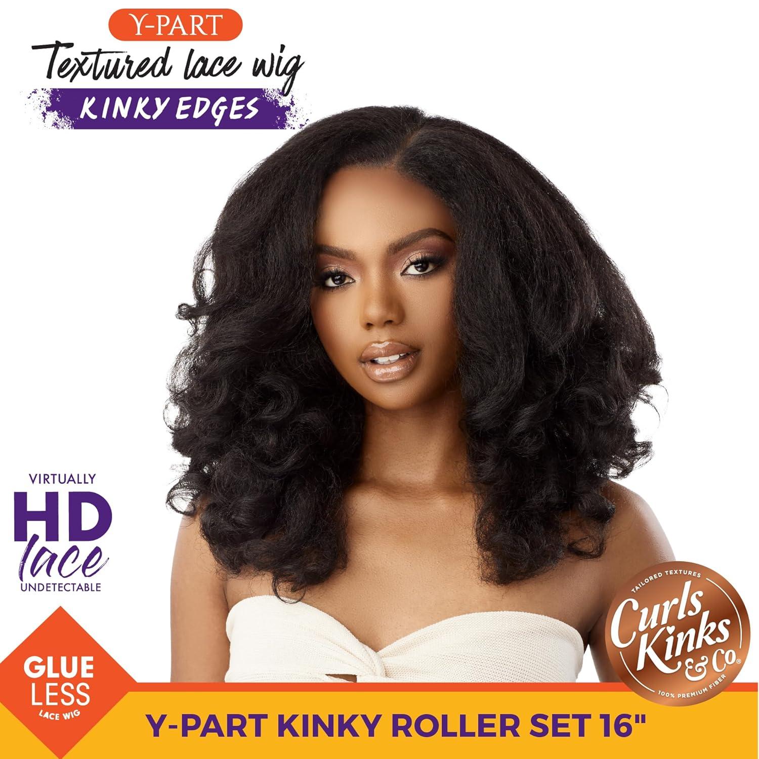 imageSensationnel Curls Kinksandco Kinkyedges Wig Kinky Roller Set 16 Inch Y Part Lace Natural Kinkytexture Edged Hairline for Natural 3C to 4C Hair Textures BALAYAGEGOLDBALAYAGECOPPER