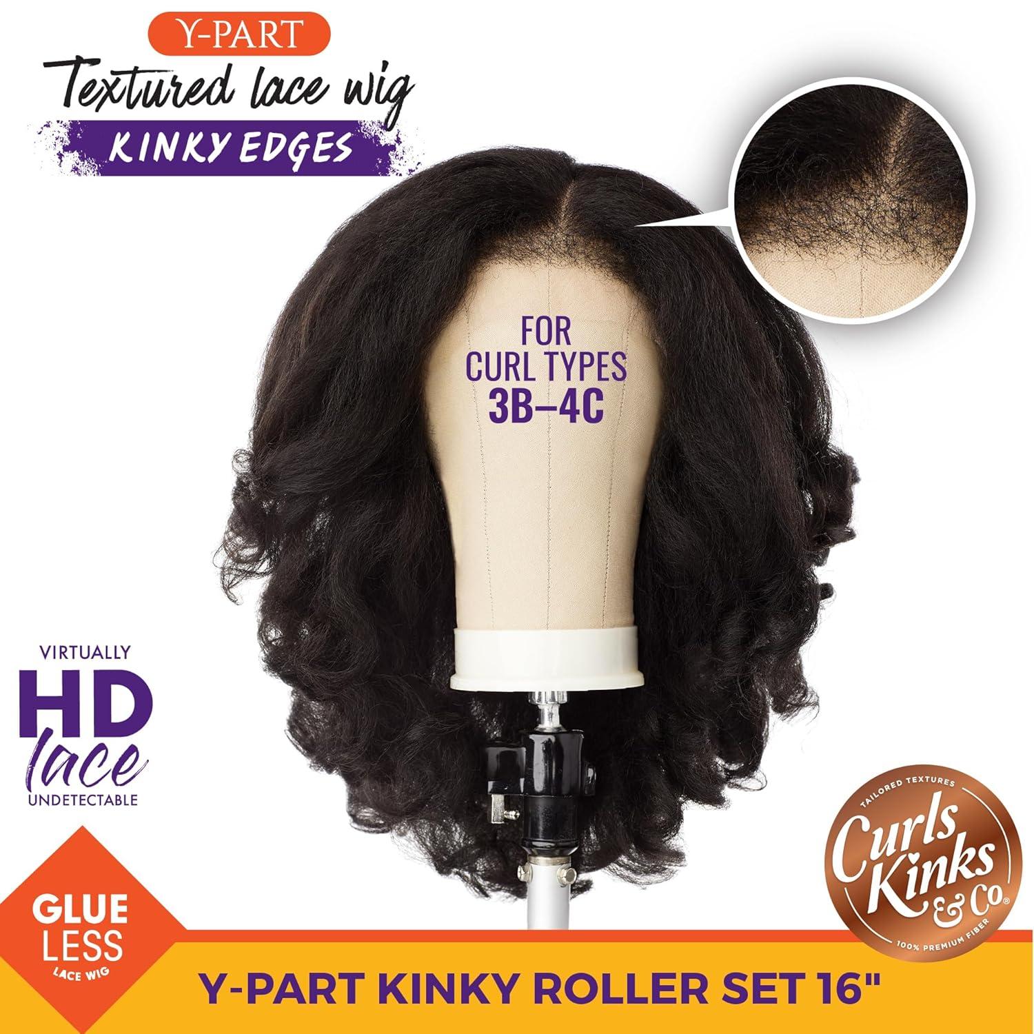 imageSensationnel Curls Kinksandco Kinkyedges Wig Kinky Roller Set 16 Inch Y Part Lace Natural Kinkytexture Edged Hairline for Natural 3C to 4C Hair Textures BALAYAGEGOLDBALAYAGECOPPER