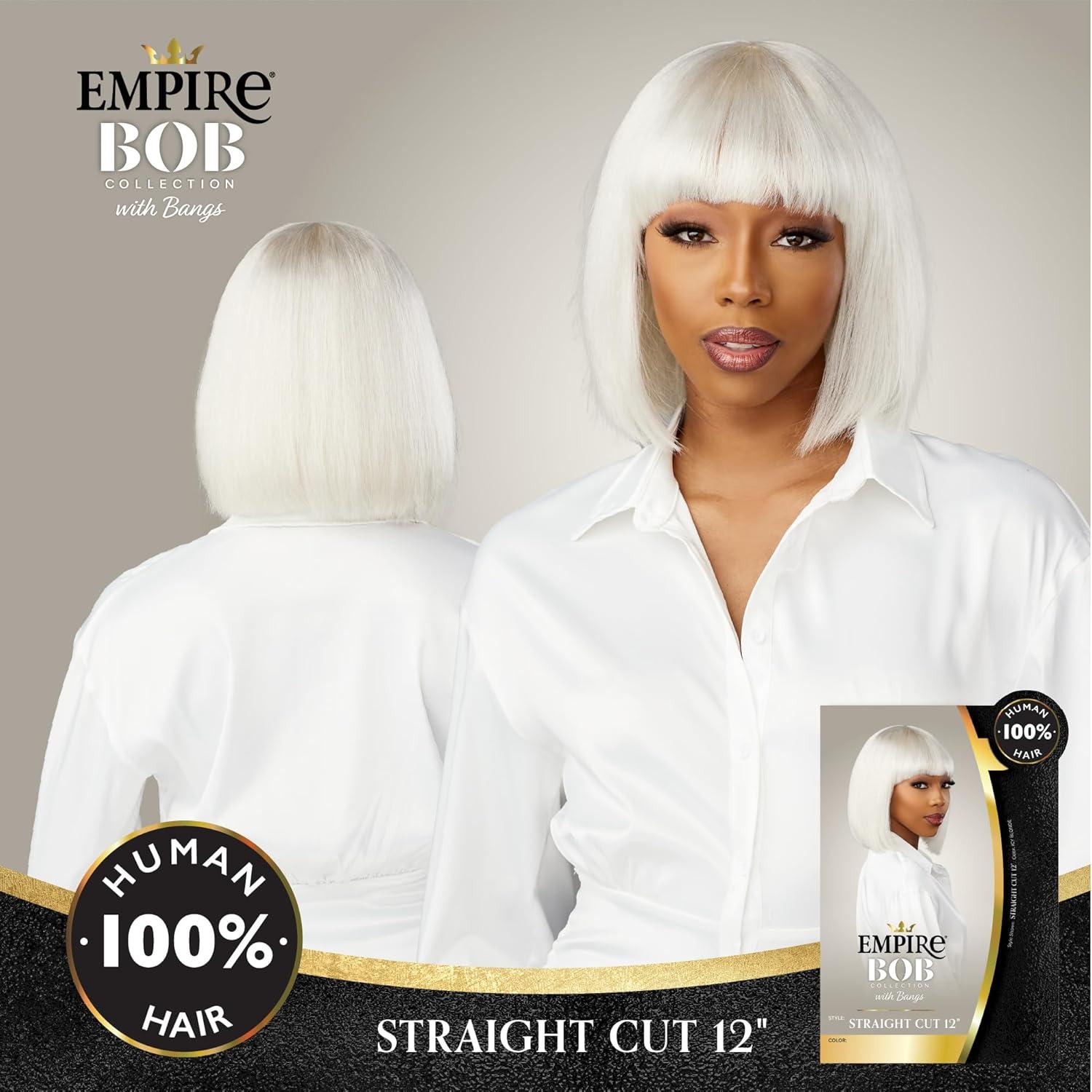 imageSensationnel Empire Bob Humanhair Wig Straight Cut Face Framing Mesh Cap for Comfort With Bangs 10 inch 1 JETBLACK1 JETBLACK