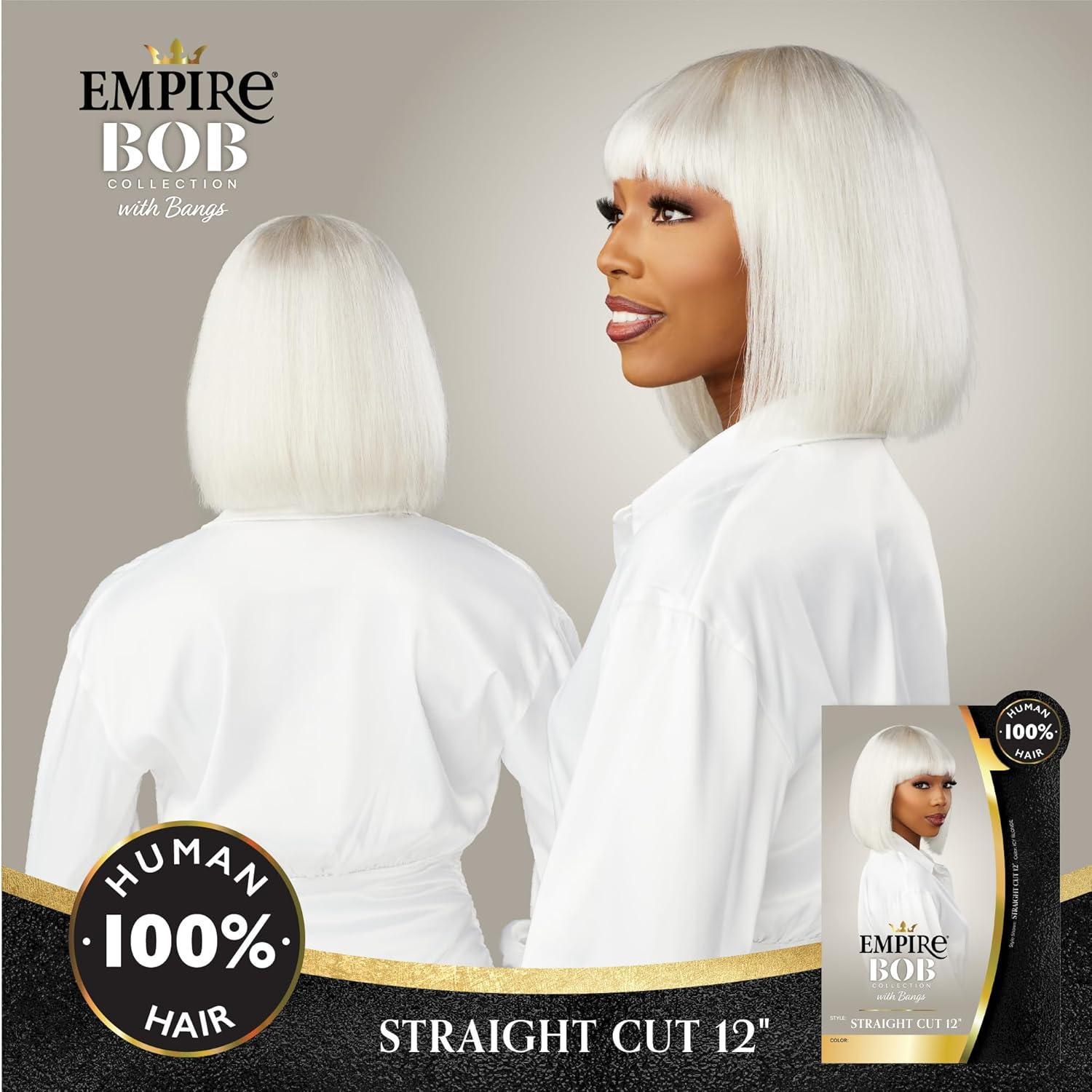 imageSensationnel Empire Bob Humanhair Wig Straight Cut Face Framing Mesh Cap for Comfort With Bangs 10 inch 1 JETBLACK1 JETBLACK
