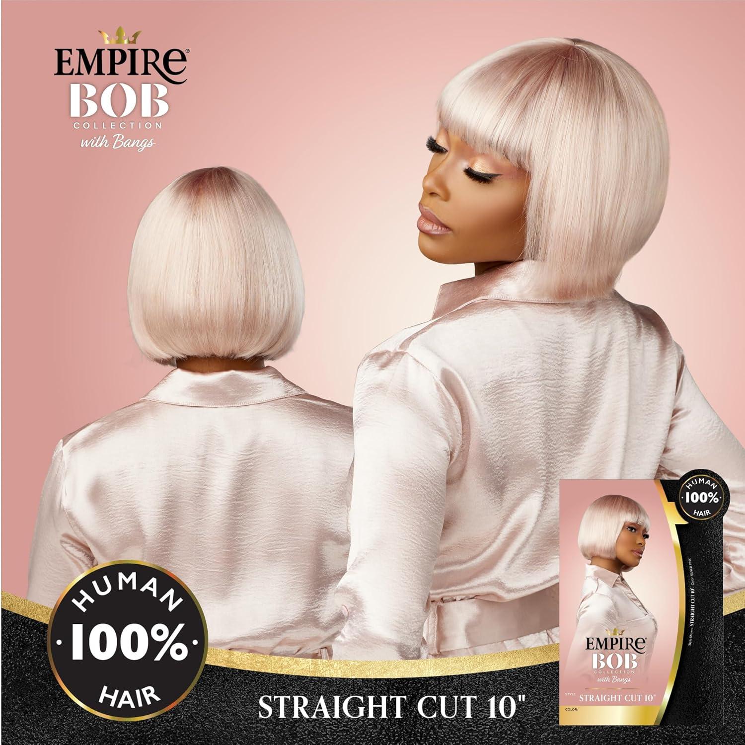 imageSensationnel Empire Bob Humanhair Wig Straight Cut Face Framing Mesh Cap for Comfort With Bangs 10 inch 1 JETBLACK1 JETBLACK