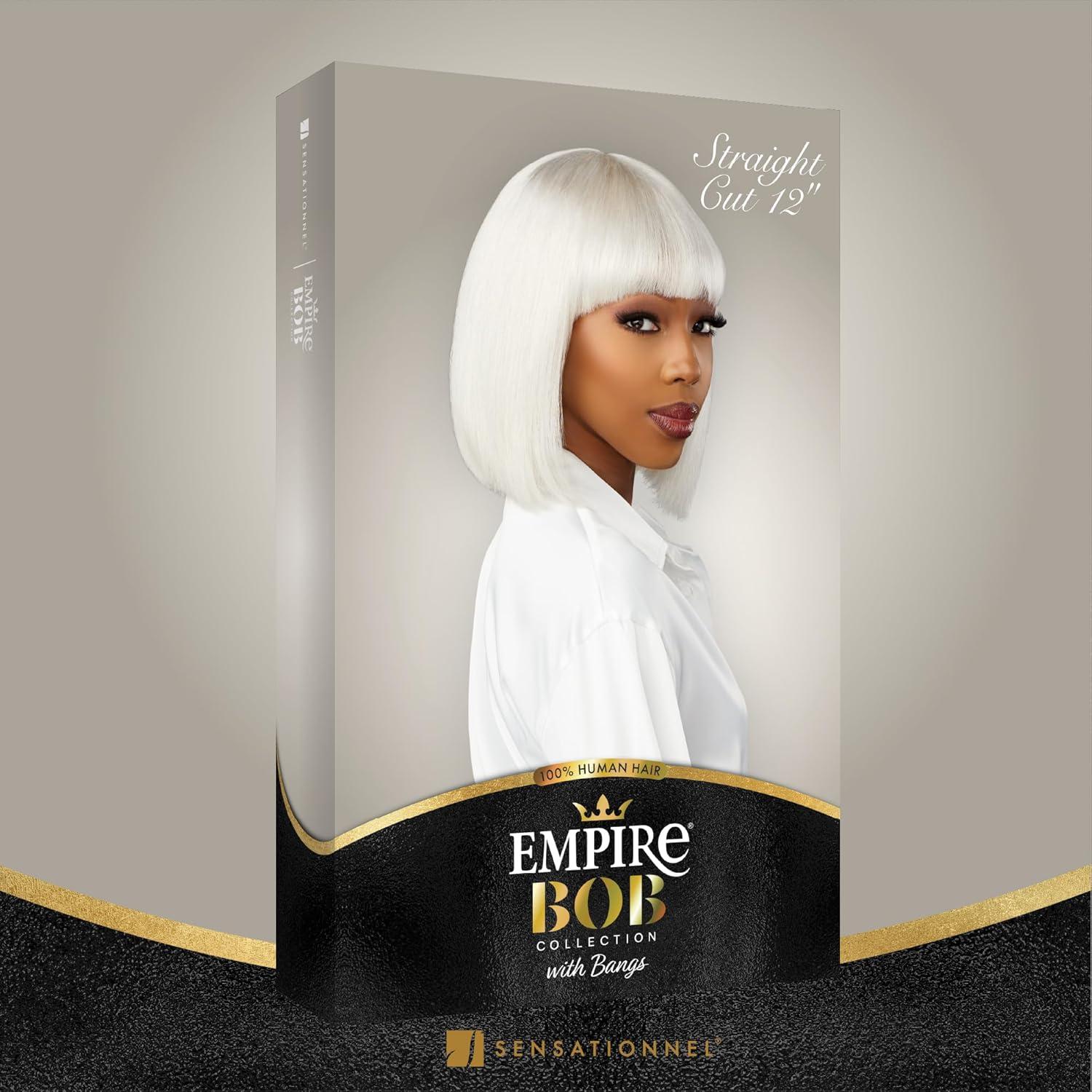 imageSensationnel Empire Bob Humanhair Wig Straight Cut Face Framing Mesh Cap for Comfort With Bangs 10 inch 1 JETBLACK1B OFFBLACK