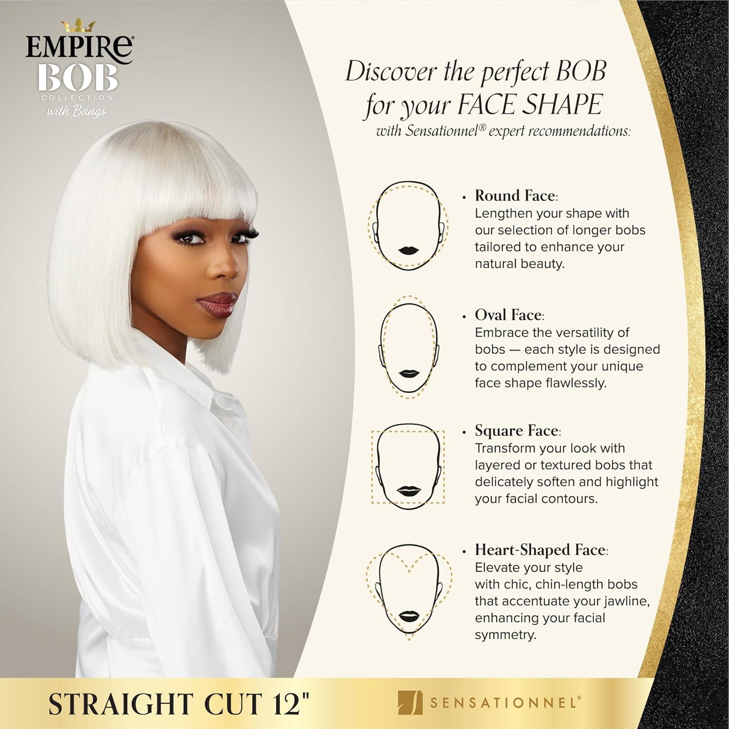 imageSensationnel Empire Bob Humanhair Wig Straight Cut Face Framing Mesh Cap for Comfort With Bangs 10 inch 1 JETBLACK2 DARKBROWN