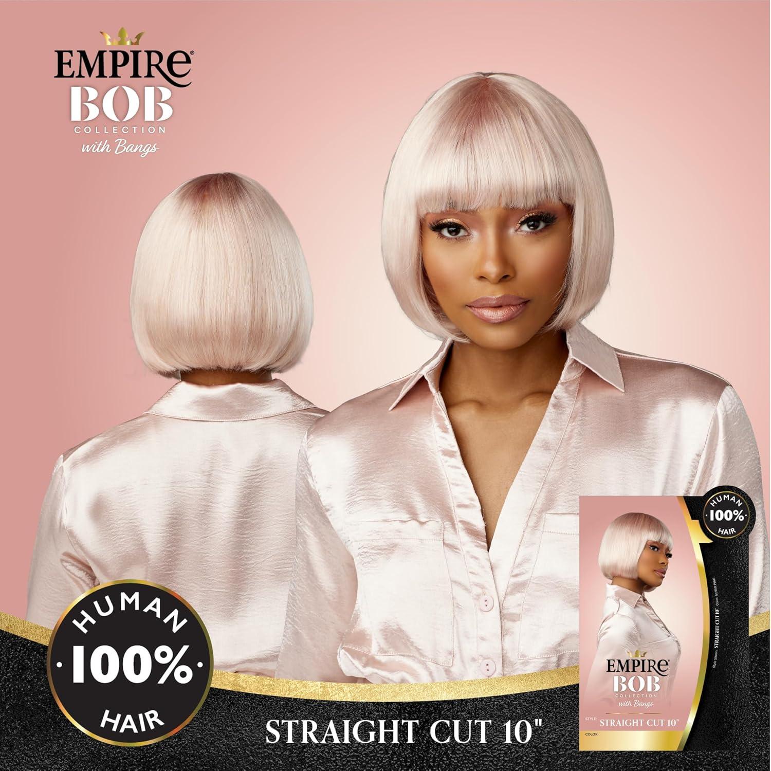 imageSensationnel Empire Bob Humanhair Wig Straight Cut Face Framing Mesh Cap for Comfort With Bangs 10 inch 1 JETBLACKCOPPERCHARM
