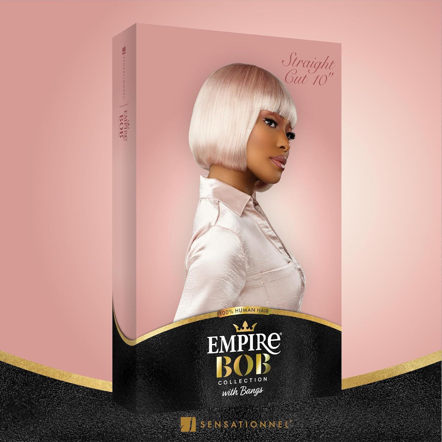 imageSensationnel Empire Bob Humanhair Wig Straight Cut Face Framing Mesh Cap for Comfort With Bangs 10 inch 1 JETBLACKCOPPERCHARM