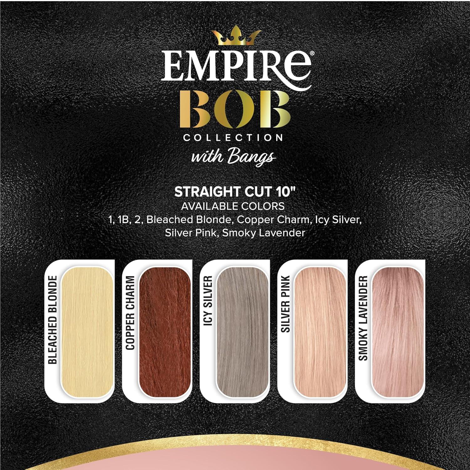 imageSensationnel Empire Bob Humanhair Wig Straight Cut Face Framing Mesh Cap for Comfort With Bangs 10 inch 1 JETBLACKCOPPERCHARM