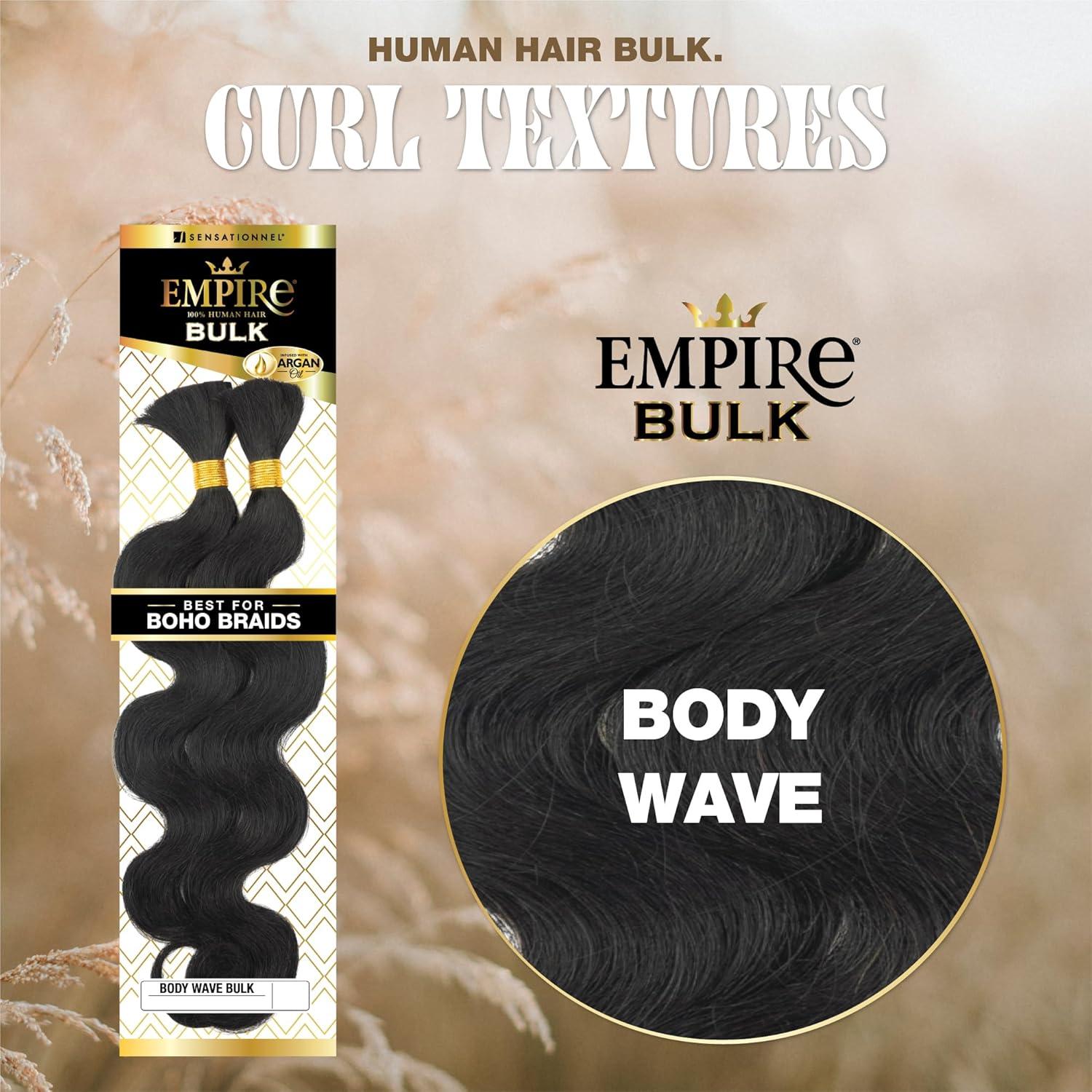 imageSensationnel Empire Bulk Braiding Body Wave Human Hair Braids for Knotless Boho Box or Curly Loose Wave Styles 14 inch 1 JETBLACK1B OFFBLACK