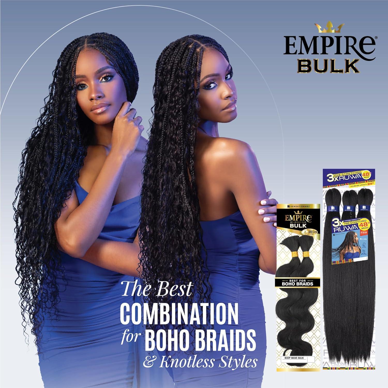 imageSensationnel Empire Bulk Braiding Body Wave Human Hair Braids for Knotless Boho Box or Curly Loose Wave Styles 14 inch 1 JETBLACK27 HONEYBLONDE