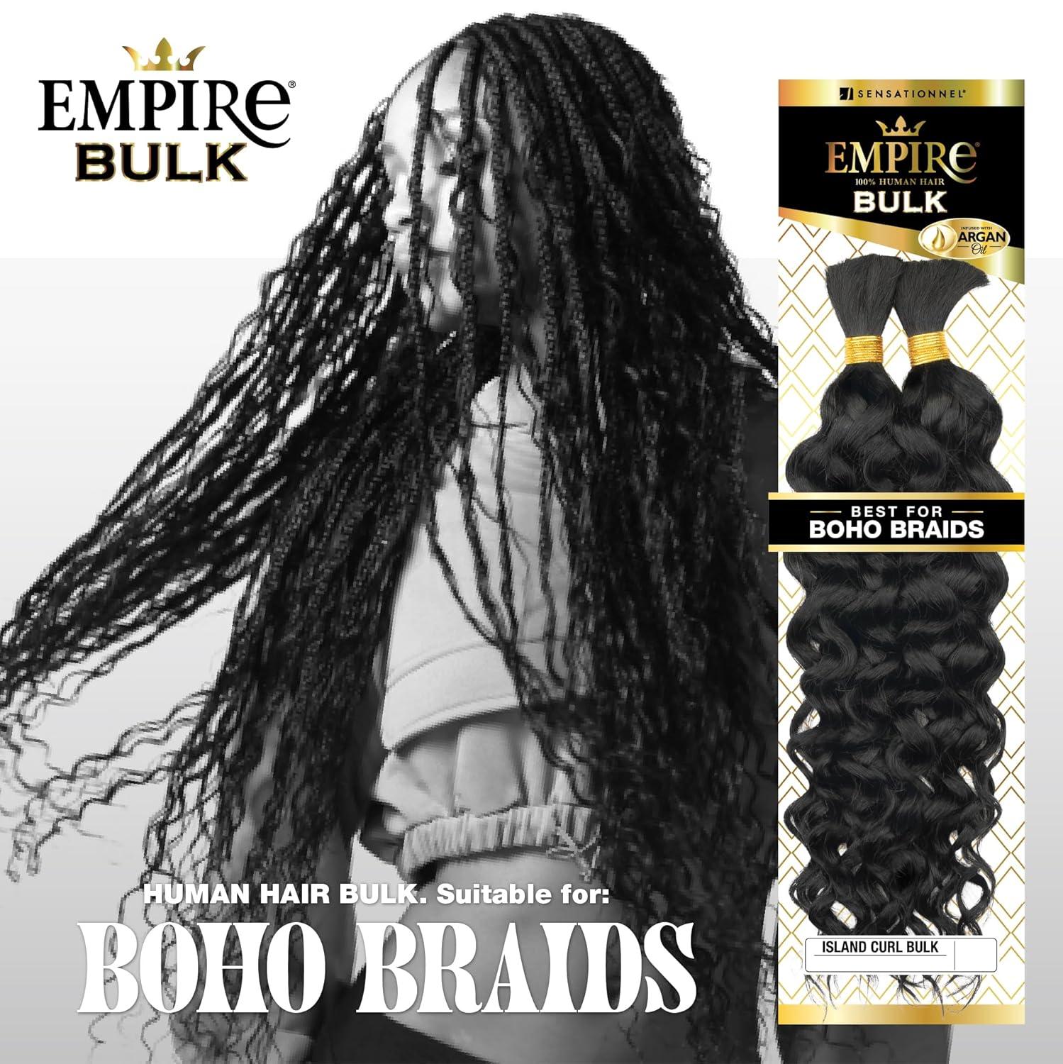 imageSensationnel Empire Bulk Braiding Island Curl Human Hair Braids for Knotless Boho Box or Curly Loose Wave Styles 14 inch 1 JETBLACK1 JETBLACK