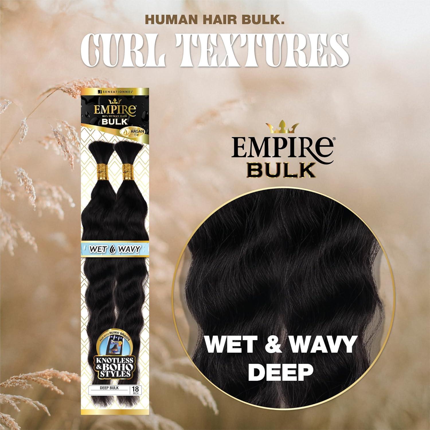 imageSensationnel Empire Bulk Braiding Wet and Wavy Deep Human Hair Braids for Knotless Boho Box or Curly Loose Wave Styles 1 pack 18 inch 1 JETBLACK1 JETBLACK