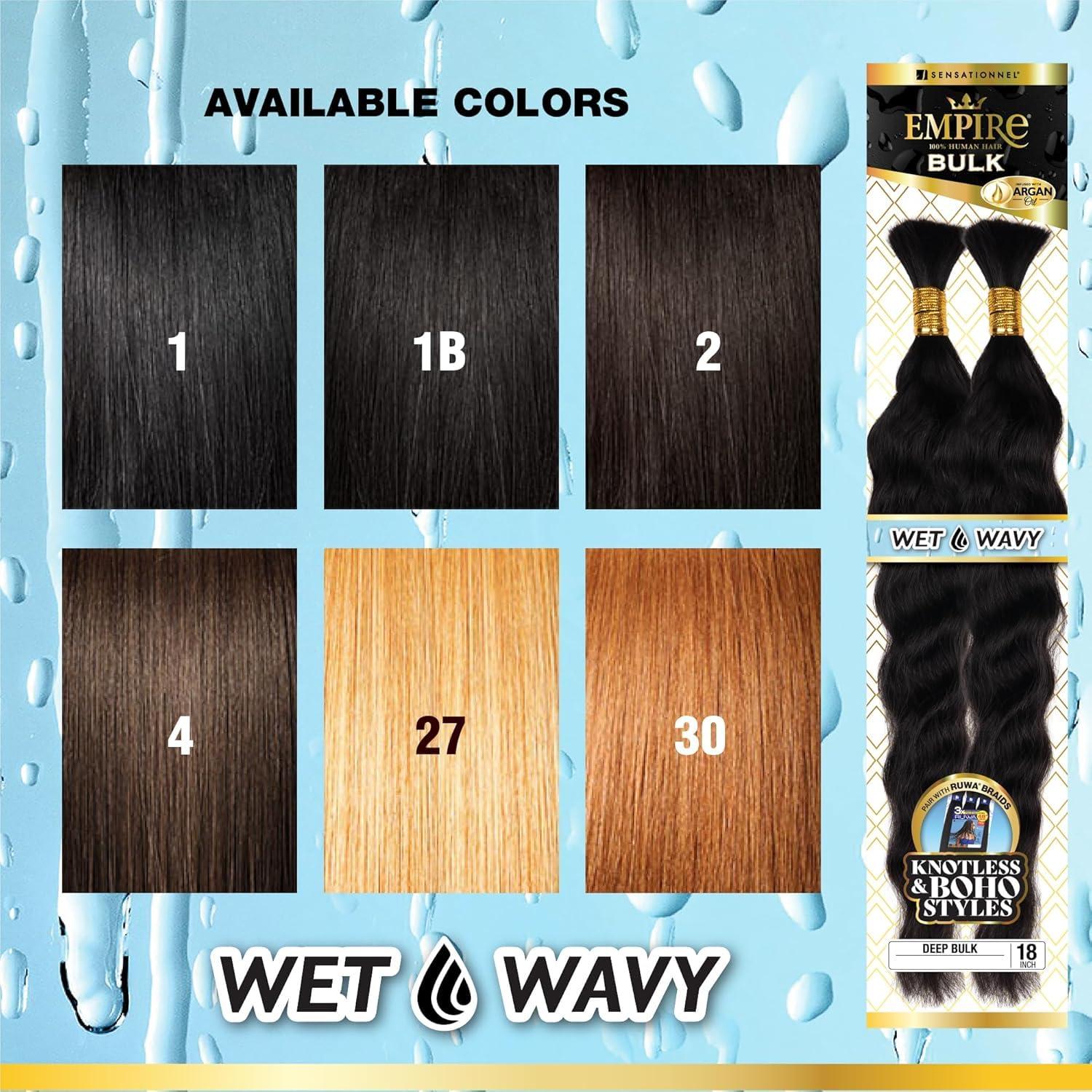 imageSensationnel Empire Bulk Braiding Wet and Wavy Deep Human Hair Braids for Knotless Boho Box or Curly Loose Wave Styles 1 pack 18 inch 1 JETBLACKBG BURGUNDY