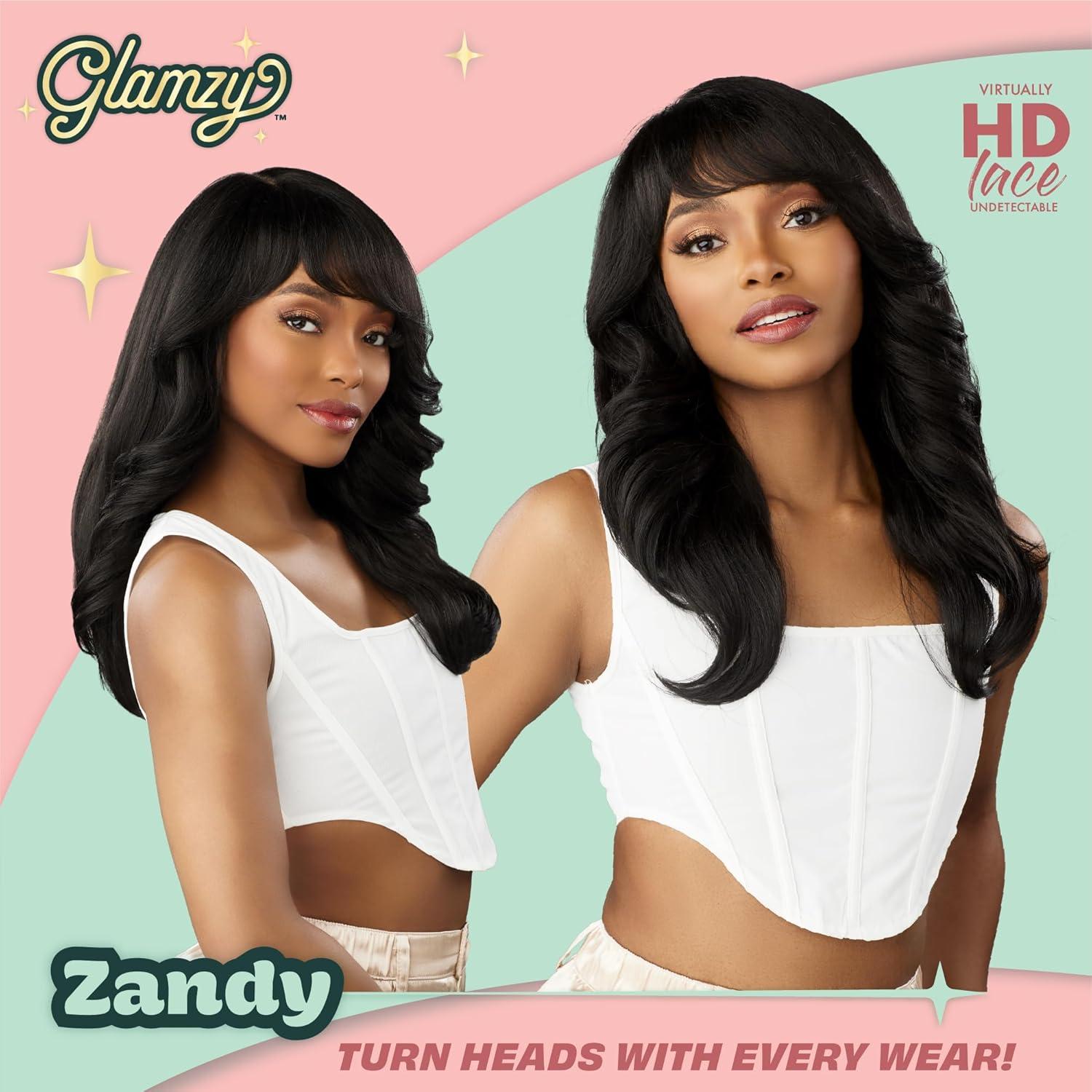 imageSensationnel Glamzy Lace Crown Wig Zandy Glueless Hand Tied CrownArea Synthetic Hair 1 JETBLACKBALAYAGECARAMEL