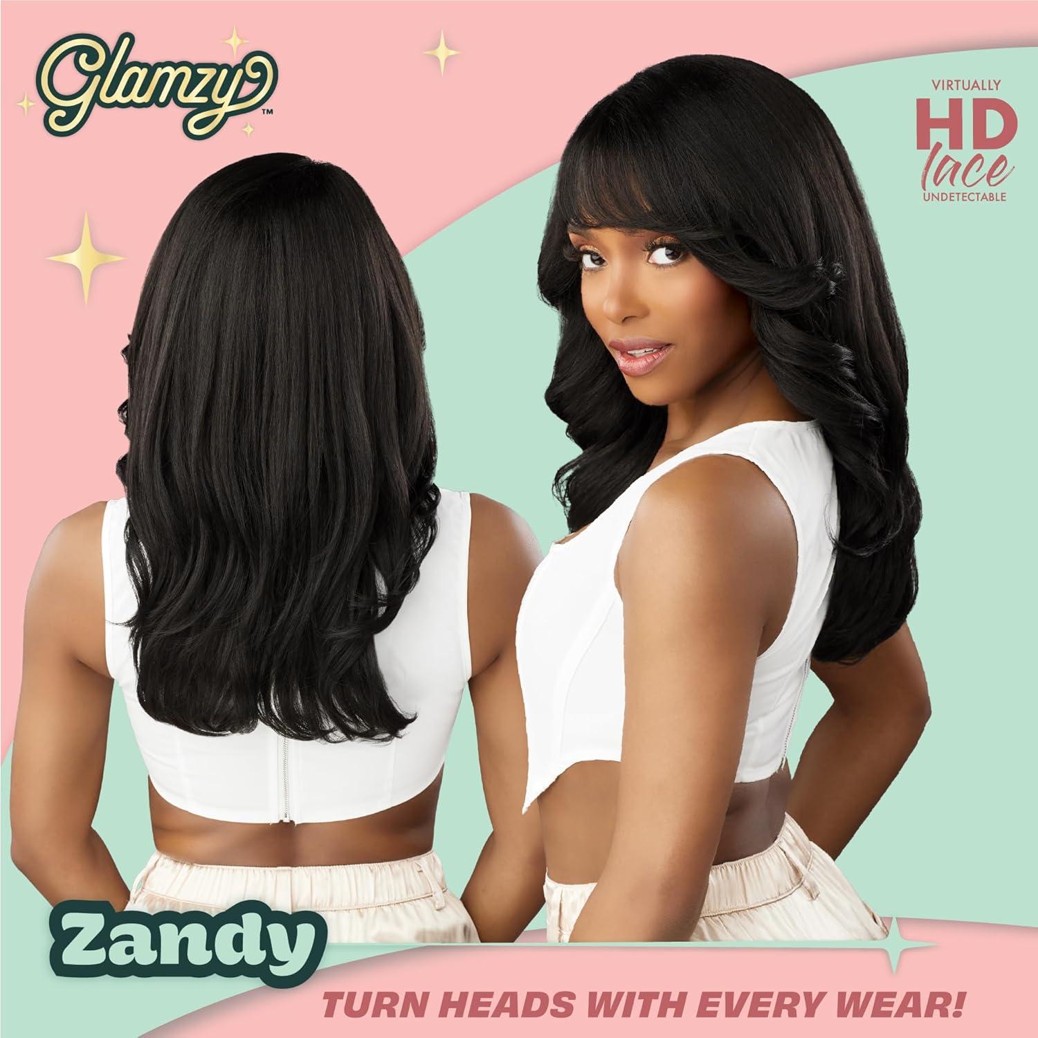imageSensationnel Glamzy Lace Crown Wig Zandy Glueless Hand Tied CrownArea Synthetic Hair 1 JETBLACKBALAYAGEMOCHA
