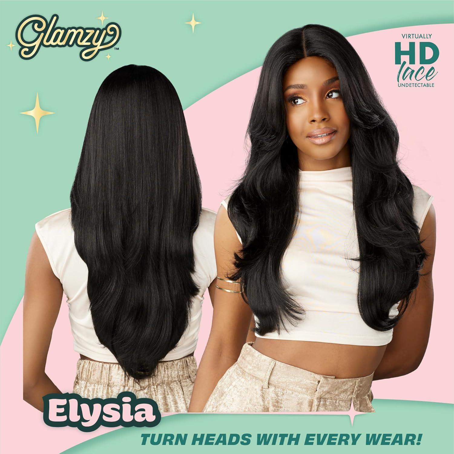 imageSensationnel Glamzy Lace Part Wigs Elysia Glueless Hand Tied Wider V Parting Synthetic Hair 1 JETBLACK1B OFFBLACK