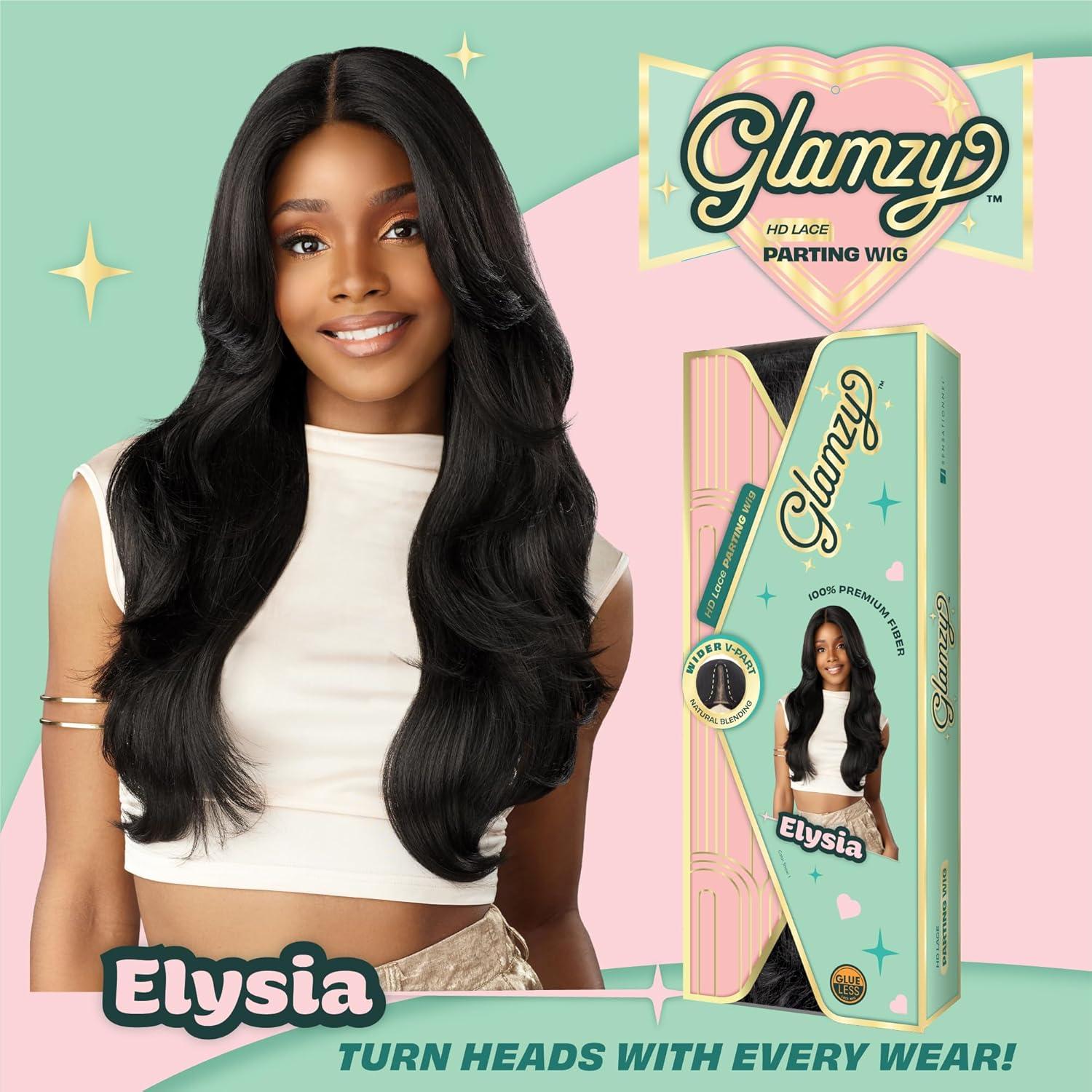 imageSensationnel Glamzy Lace Part Wigs Elysia Glueless Hand Tied Wider V Parting Synthetic Hair 1 JETBLACKBALAYAGEPLATINUM