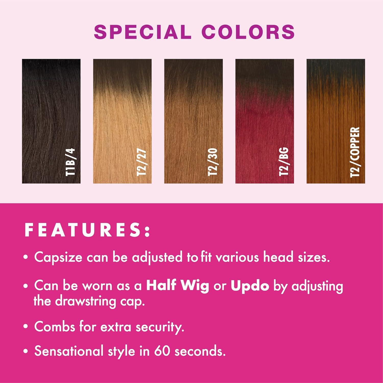 imageSensationnel Instant Weave Half Wig 13 Synthetic Blendwig Adjustable Drawstring for Seamless Hair Blending T2BGT2BG