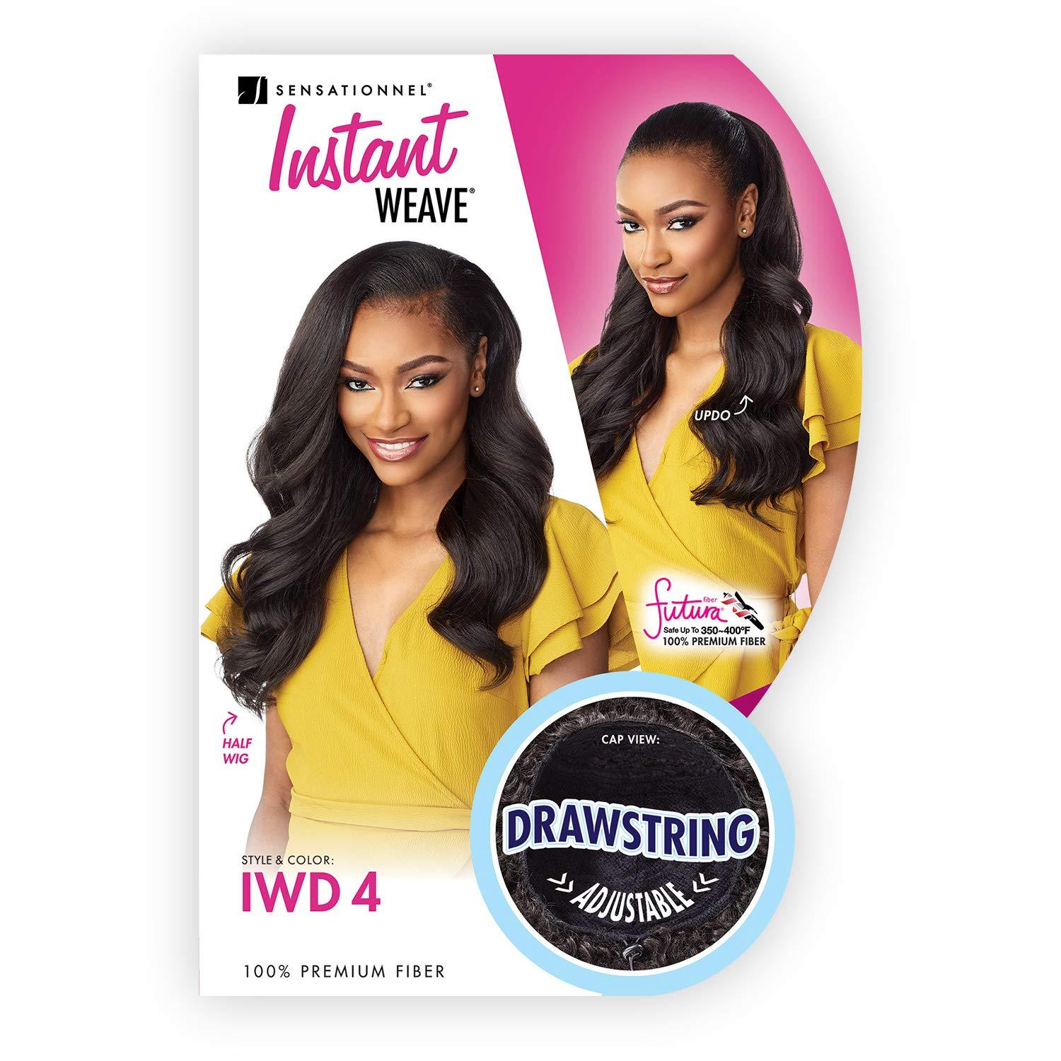 imageSensationnel Instant Weave Half Wig 4 Synthetic Blendwig Adjustable Drawstring for Seamless Hair Blending 1 JETBLACK1B OFFBLACK