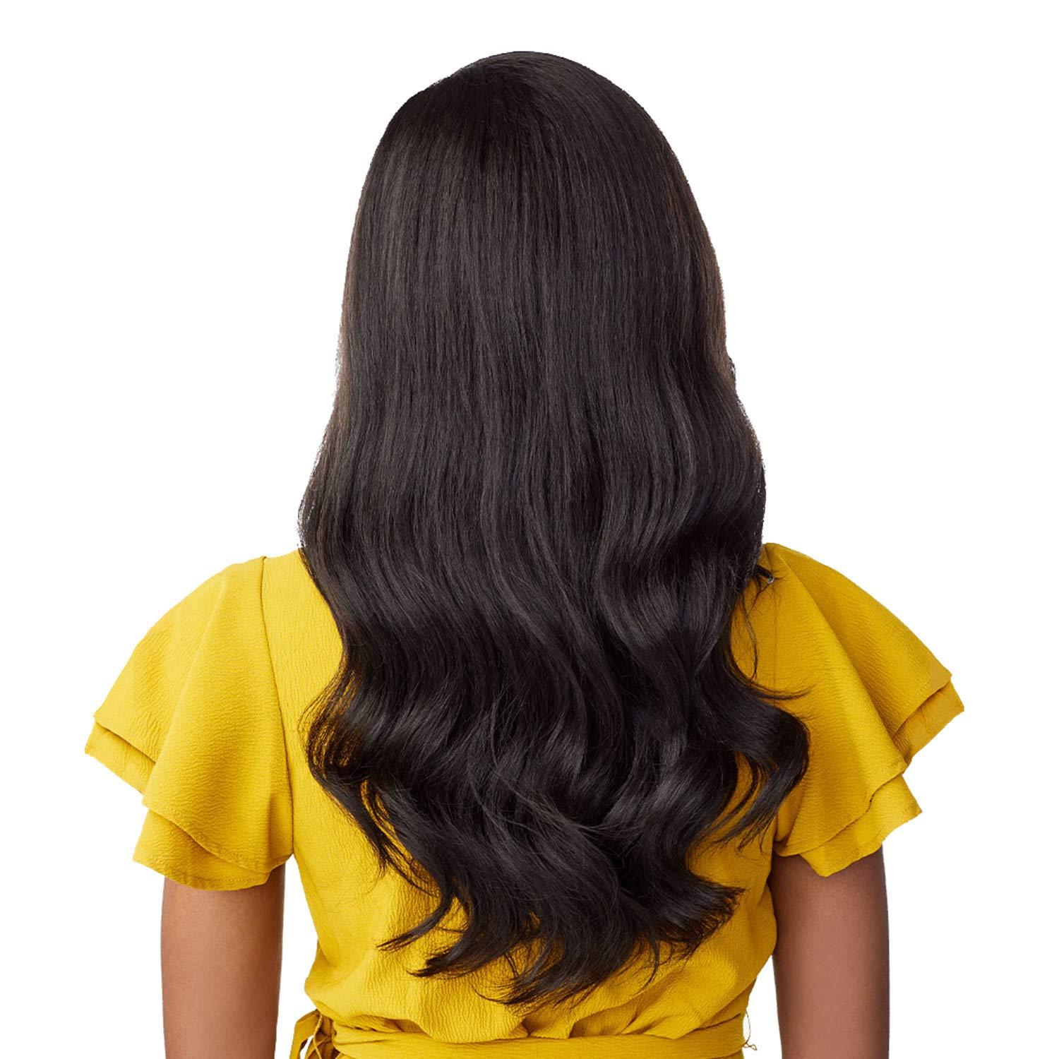 imageSensationnel Instant Weave Half Wig 4 Synthetic Blendwig Adjustable Drawstring for Seamless Hair Blending 1 JETBLACK2 DARKBROWN